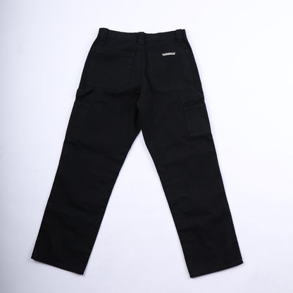 CHROME HEARTS PLAIN BLACK CARPENTER PANTS WITH SILVER HARDWARE