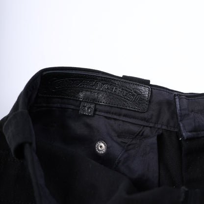 CHROME HEARTS PLAIN BLACK CARPENTER PANTS WITH SILVER HARDWARE
