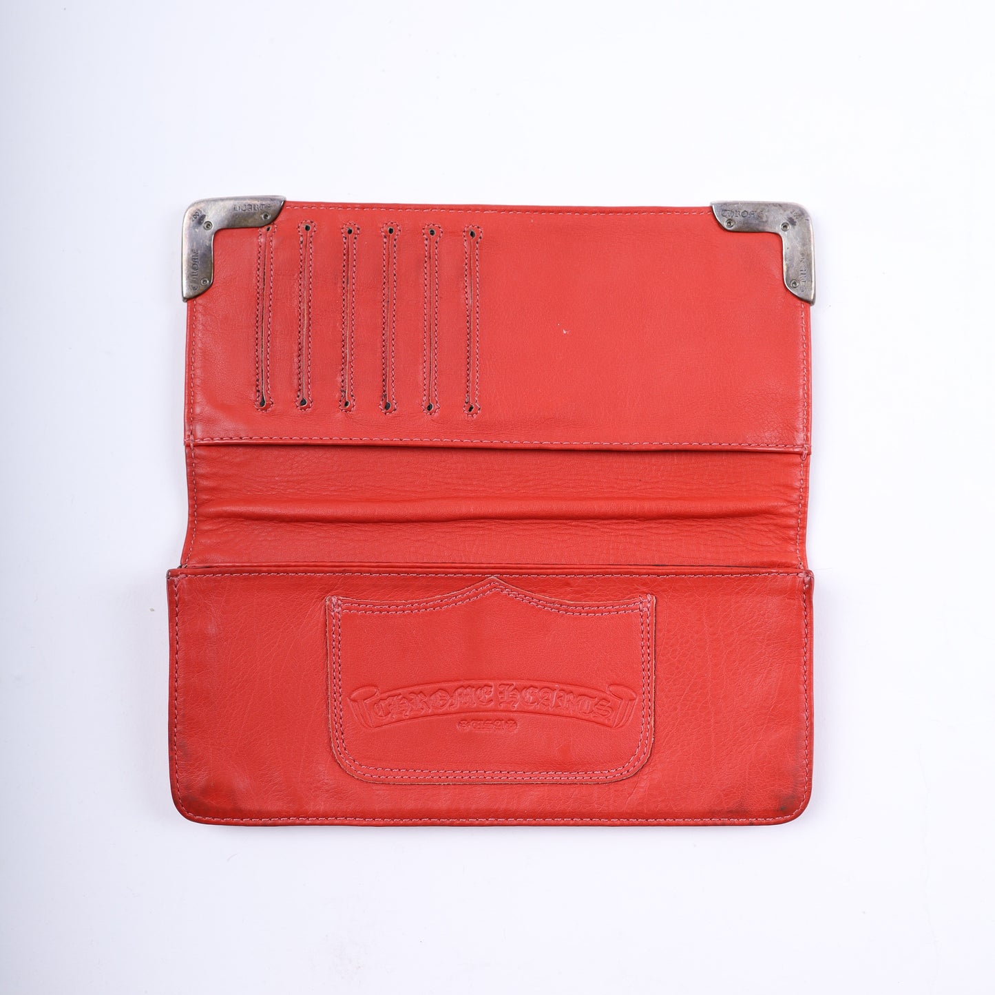 CHROME HEARTS LONG LEATHER WALLET RED