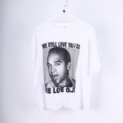 WE STILL LOVE YA #32 O.J. SIMPSON VINTAGE WHITE T-SHIRT