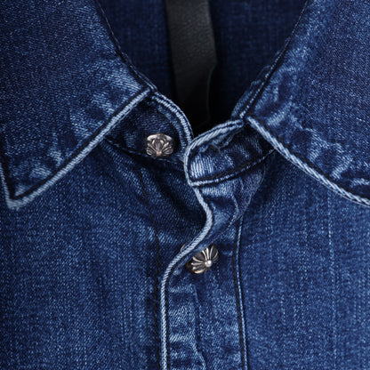 CHROME HEARTS CROSS PATCH SLEEVE DENIM SHIRT