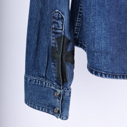 CHROME HEARTS CROSS PATCH SLEEVE DENIM SHIRT