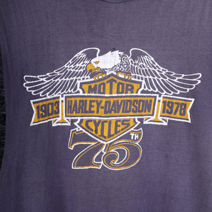 VINTAGE  1980S HARLEY TANK TOP FADED PURPLE
