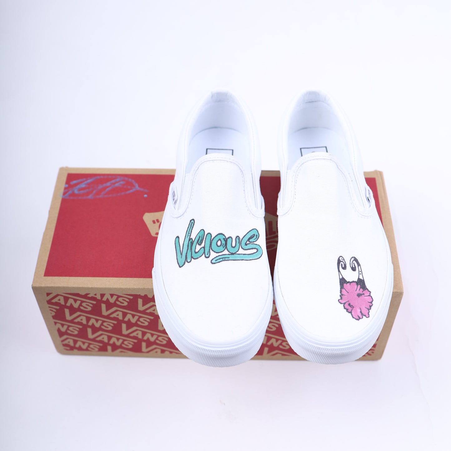 MATTY BOY HAND DRAWN VANS SLIP ONS