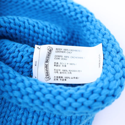 BLUE PURPLE CASHMERE CROSS PATCH BEANIE