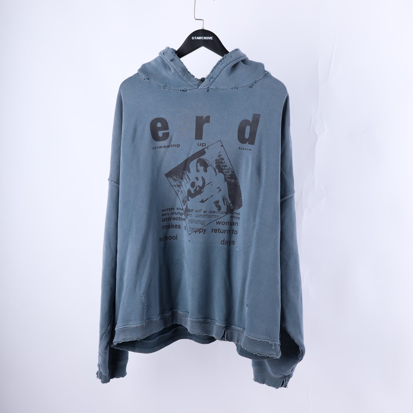 ERD DRESSING UP TIME BLUE THRASHED HOODIE