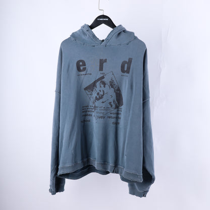 ERD DRESSING UP TIME BLUE THRASHED HOODIE