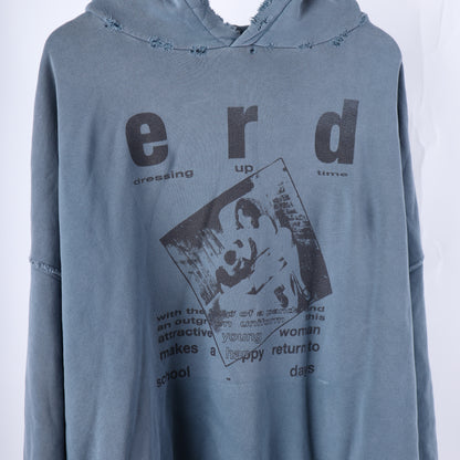 ERD DRESSING UP TIME BLUE THRASHED HOODIE