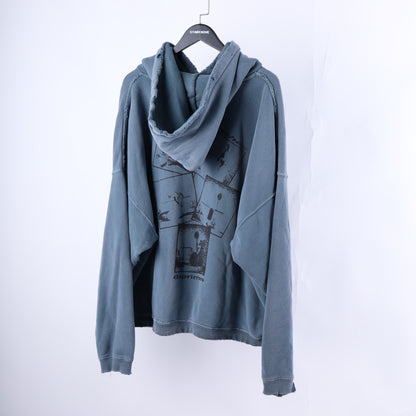 ERD DRESSING UP TIME BLUE THRASHED HOODIE