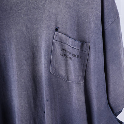 ERD THRASHED DESTROYED LOGO POCKET TEE FADED BLUE