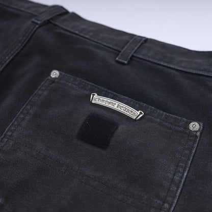 SEX RECORDS BLACK DOUBLE KNEE PANTS