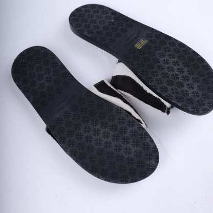 Zebra Filigree Neon Green Cross Slides