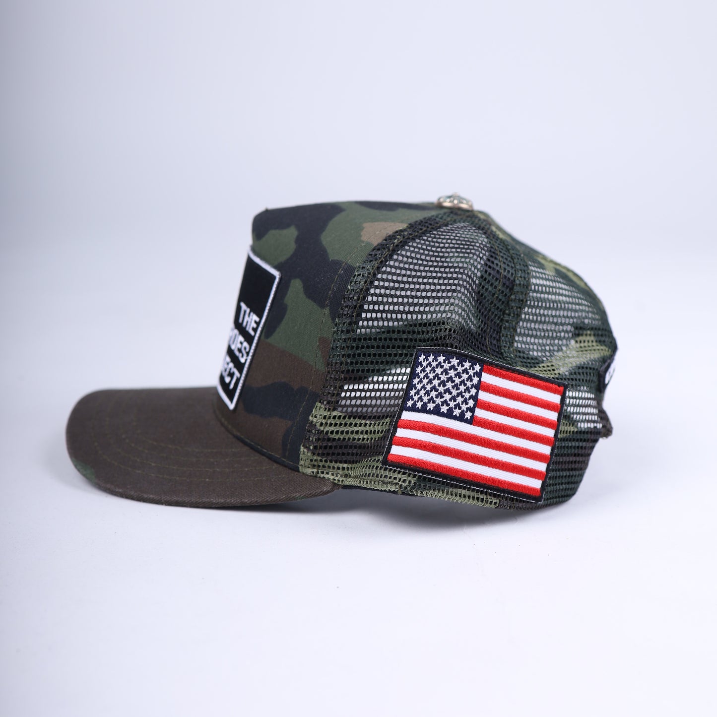 CHROME HEARTS CAMO THE HEROS PROJECT TRUCKER HAT
