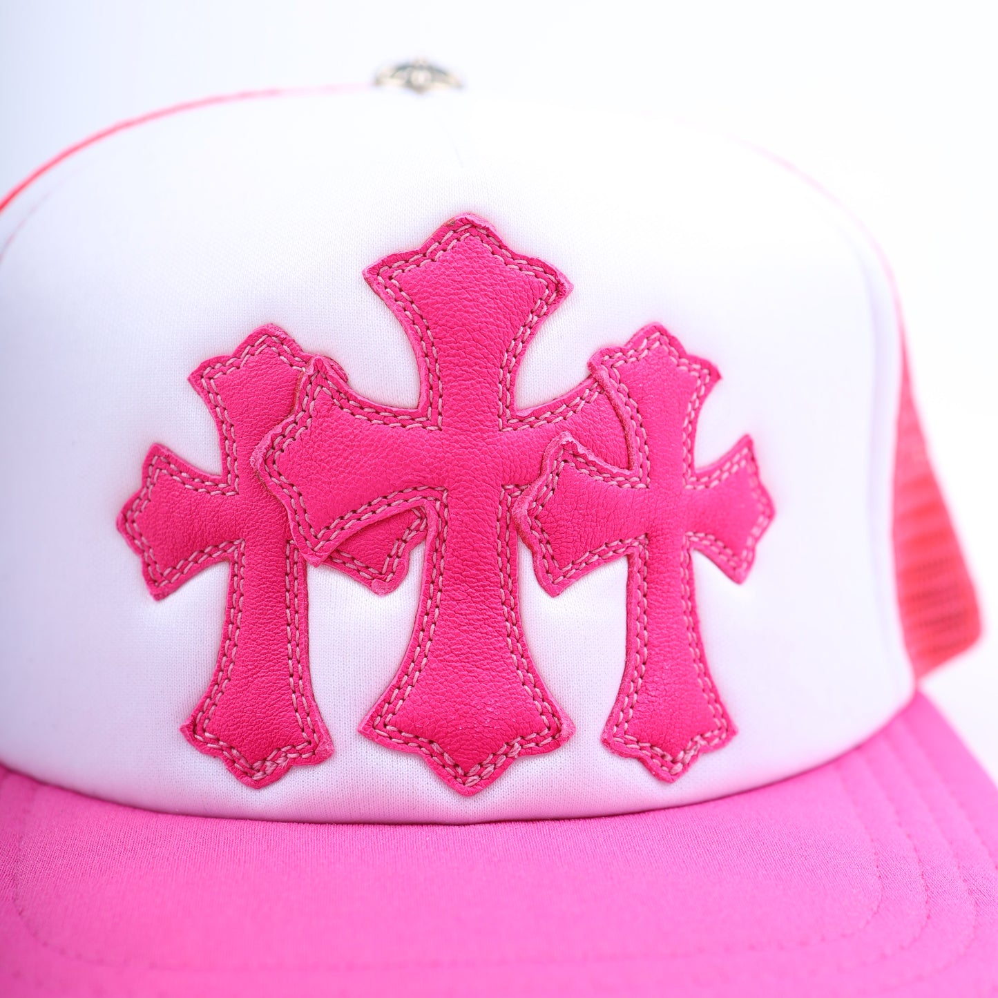 PINK TRIPLE CROSS CEMETERY TRUCKER HAT
