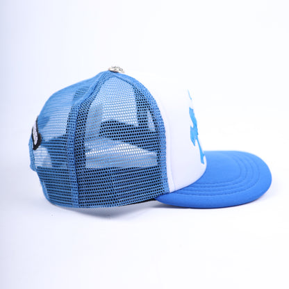 CHROME HEARTS BABY BLUE TRIPLE CROSS TRUCKER HAT