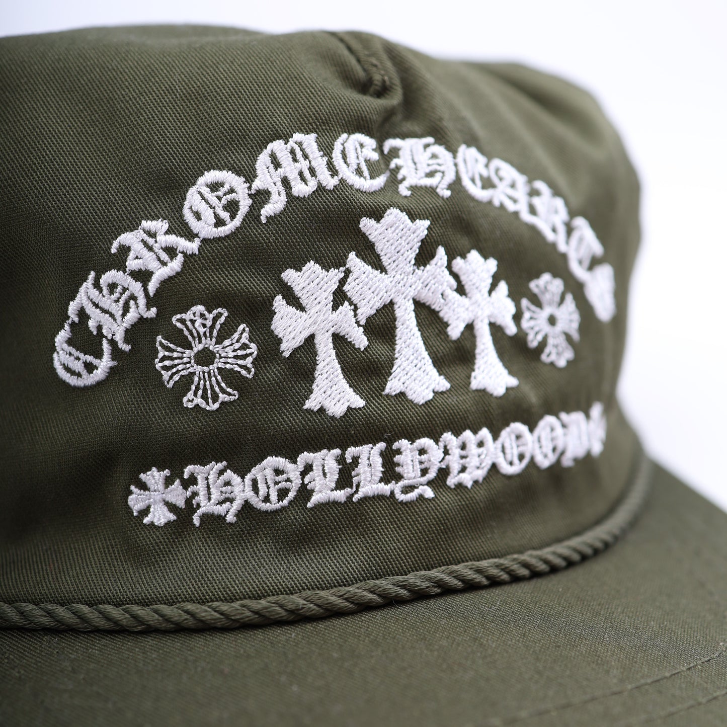OLIVE TRIPLE CROSS CAMP HAT CHROME HEARTS HOLLYWOOD