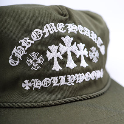OLIVE TRIPLE CROSS CAMP HAT CHROME HEARTS HOLLYWOOD