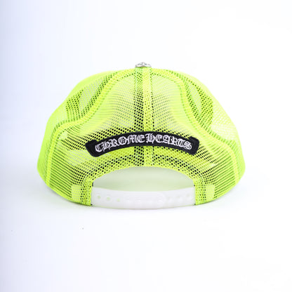 NEON GREEN TRIPLE CROSS CEMETERY TRUCKER HAT