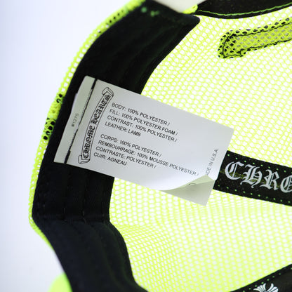 NEON GREEN TRIPLE CROSS CEMETERY TRUCKER HAT