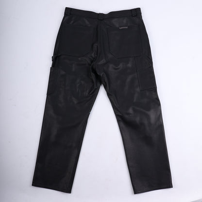 CHROME HEARTS BLUE FLEUR ST. BARTHS EXCLUSIVE LEATHER PANTS