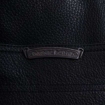 CHROME HEARTS BLUE FLEUR ST. BARTHS EXCLUSIVE LEATHER PANTS