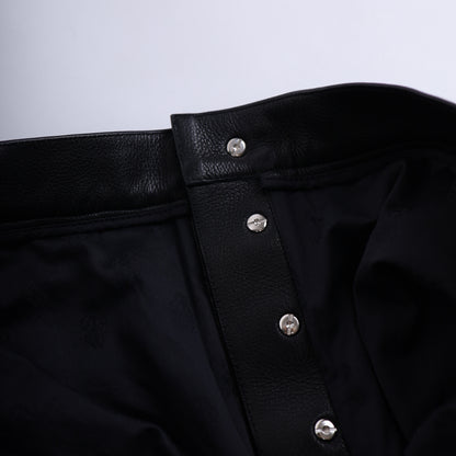 CHROME HEARTS BLUE FLEUR ST. BARTHS EXCLUSIVE LEATHER PANTS