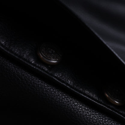CHROME HEARTS BLUE FLEUR ST. BARTHS EXCLUSIVE LEATHER PANTS