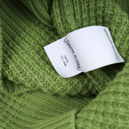CHROME HEARTS GREEN CASHMERE ZEBRA PATCH SWEATER