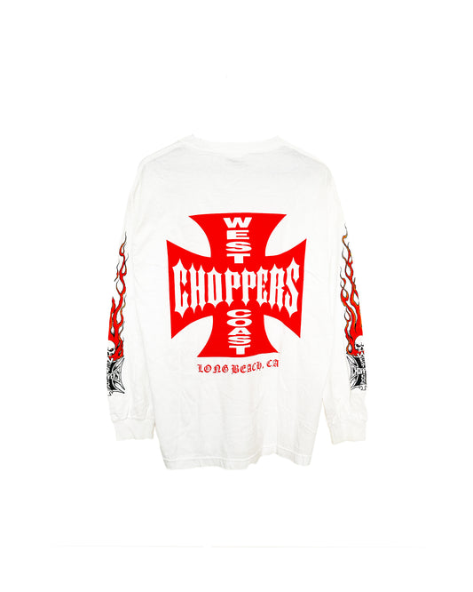 WCC WEST COAST CHOPPERS WHITE FLAME LOGO LONG SLEEVE