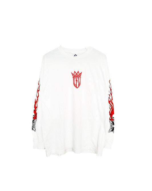 WCC WEST COAST CHOPPERS WHITE FLAME LOGO LONG SLEEVE