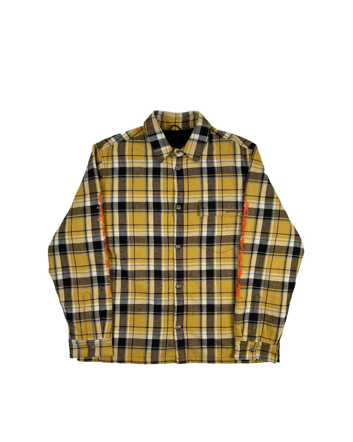 CHROME HEARTS YELLOW PLAID TARTAN LINED FLANNEL 2022 XXL