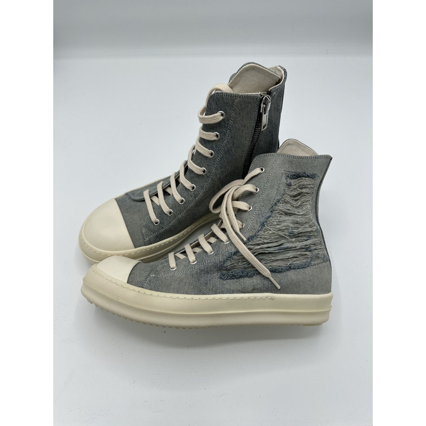 RICK OWENS DISTRESSED BLUE DENIM RAMONE DRKSHDW