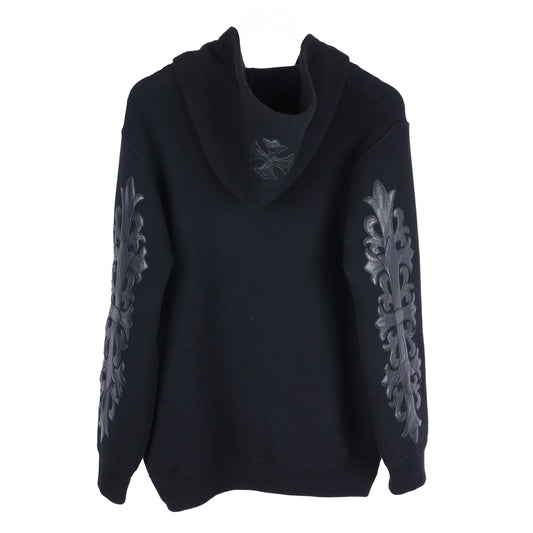 CHROME HEARTS CASHMERE HOODIE WITH FLEUR PATCHES