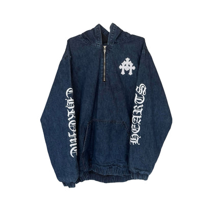 Chrome Hearts Blue & White Cross Patch Denim Anorak