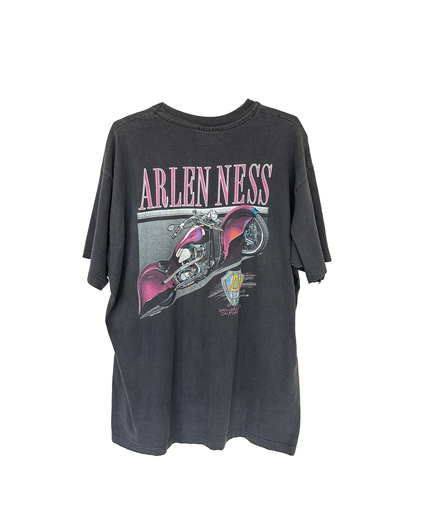 VINTAGE ARLEN NESS MOTORCYCLE TEE FADED PURPLE/YELLOW