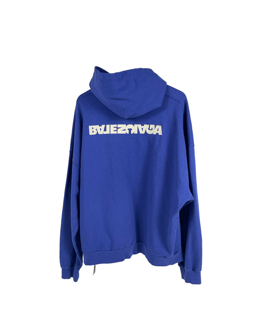 Balenciaga Indigo Blue Inverted Lettering Hoodie 2022