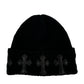 FLOODED BLACK CROSS BED HEAD BEANIE