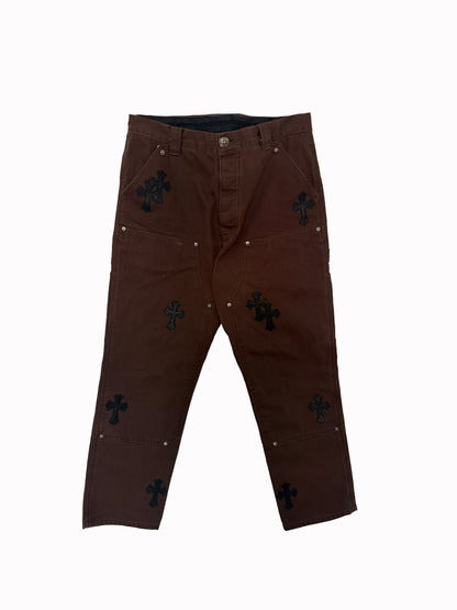 Chrome Hearts Black Brown Carpenters With Black Cross Patches