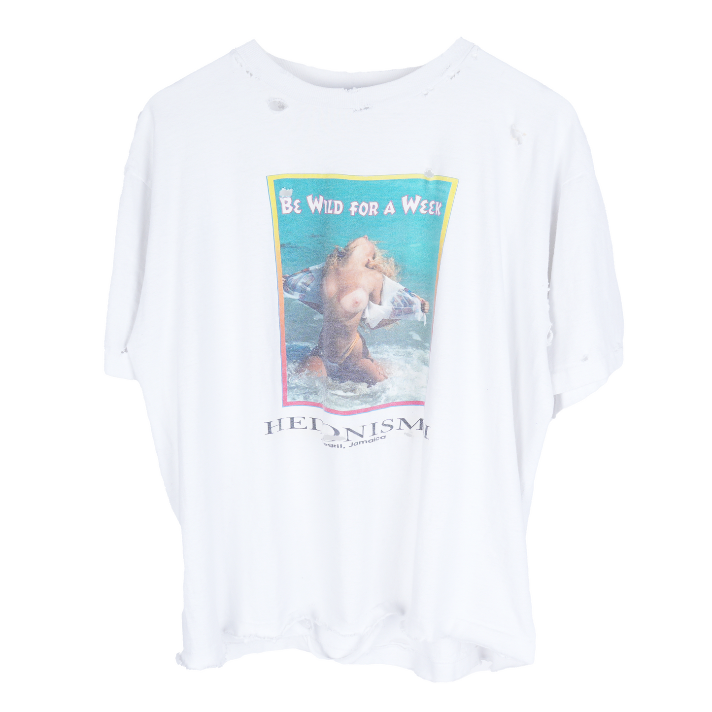 VINTAGE WHITE HEDONISM THRASHED T-SHIRT