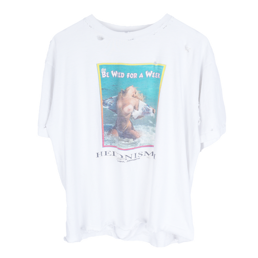 VINTAGE WHITE HEDONISM THRASHED T-SHIRT