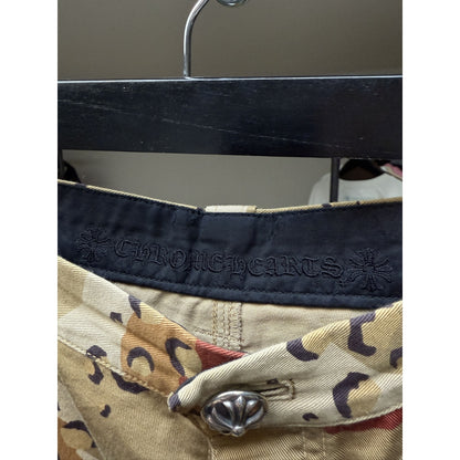 CHROME HEARTS SEX RECORDS DESERT CAMO CROSS PATCH SHORTS