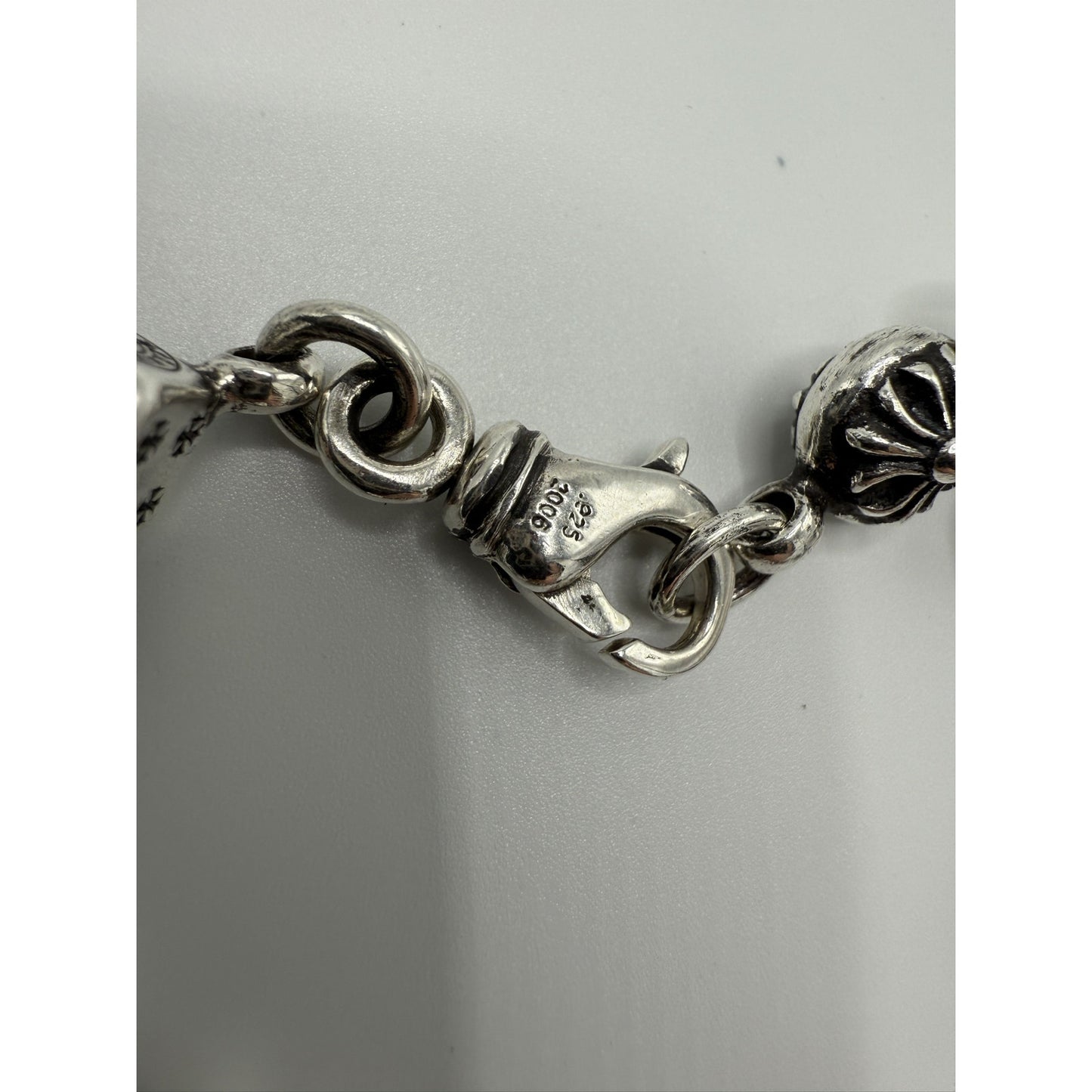 CHROME HEARTS SILVER DICE BALL BRACELET 8 LINK LOBSTER