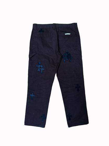 Chrome Hearts Black Brown Carpenters With Black Cross Patches
