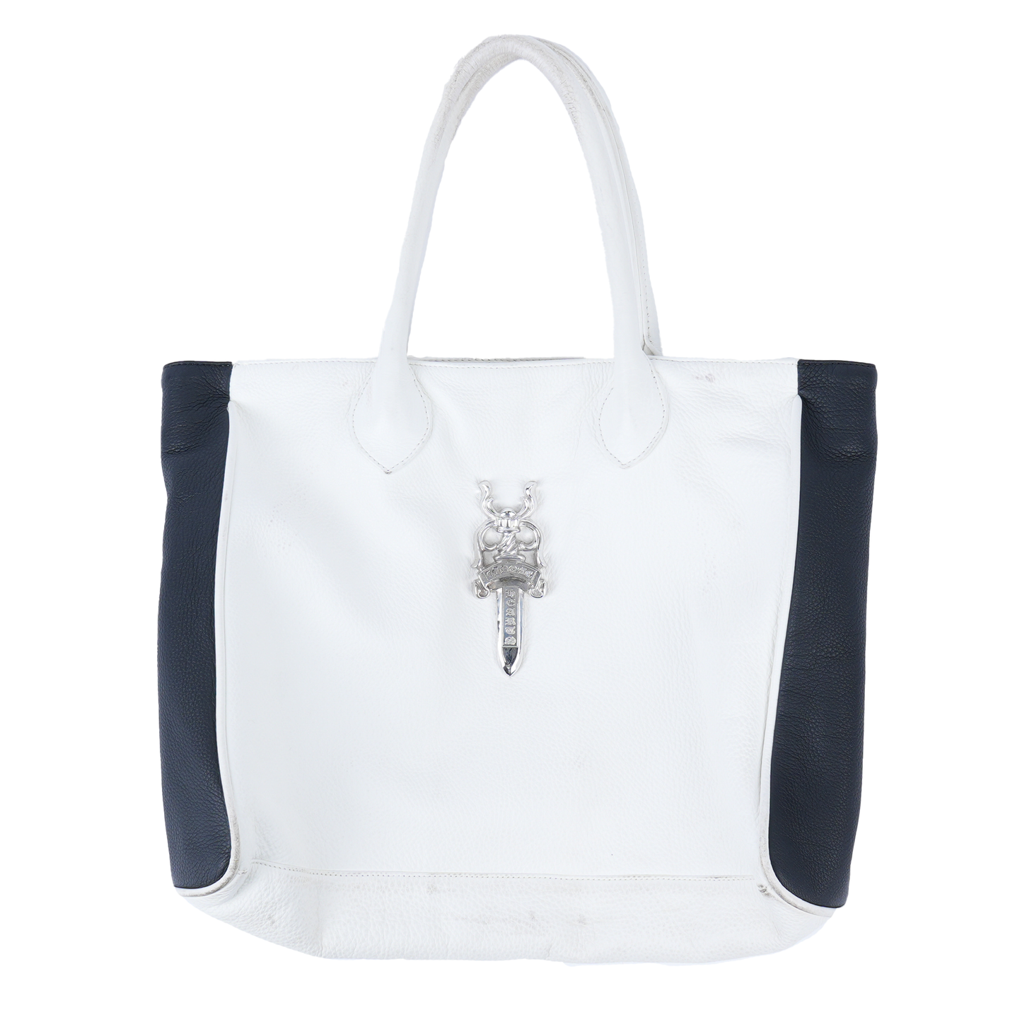 CHROME HEARTS WHITE/BLACK LARGE DAGGER TOTE BAG