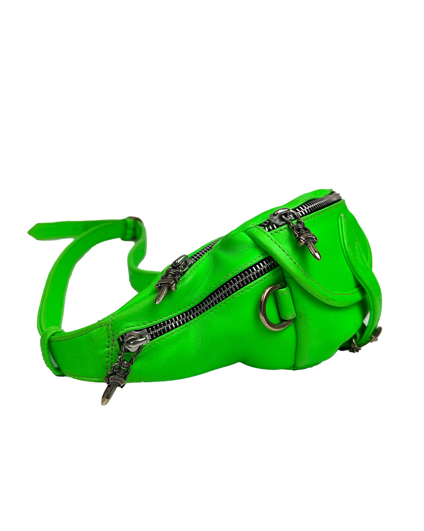 Custom Green Leather Body Bag Snat Pack