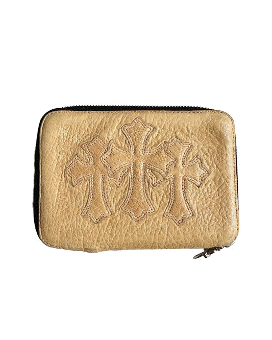 CHROME HEARTS BEIGE TRIPLE CROSS CEMETERY WALLET