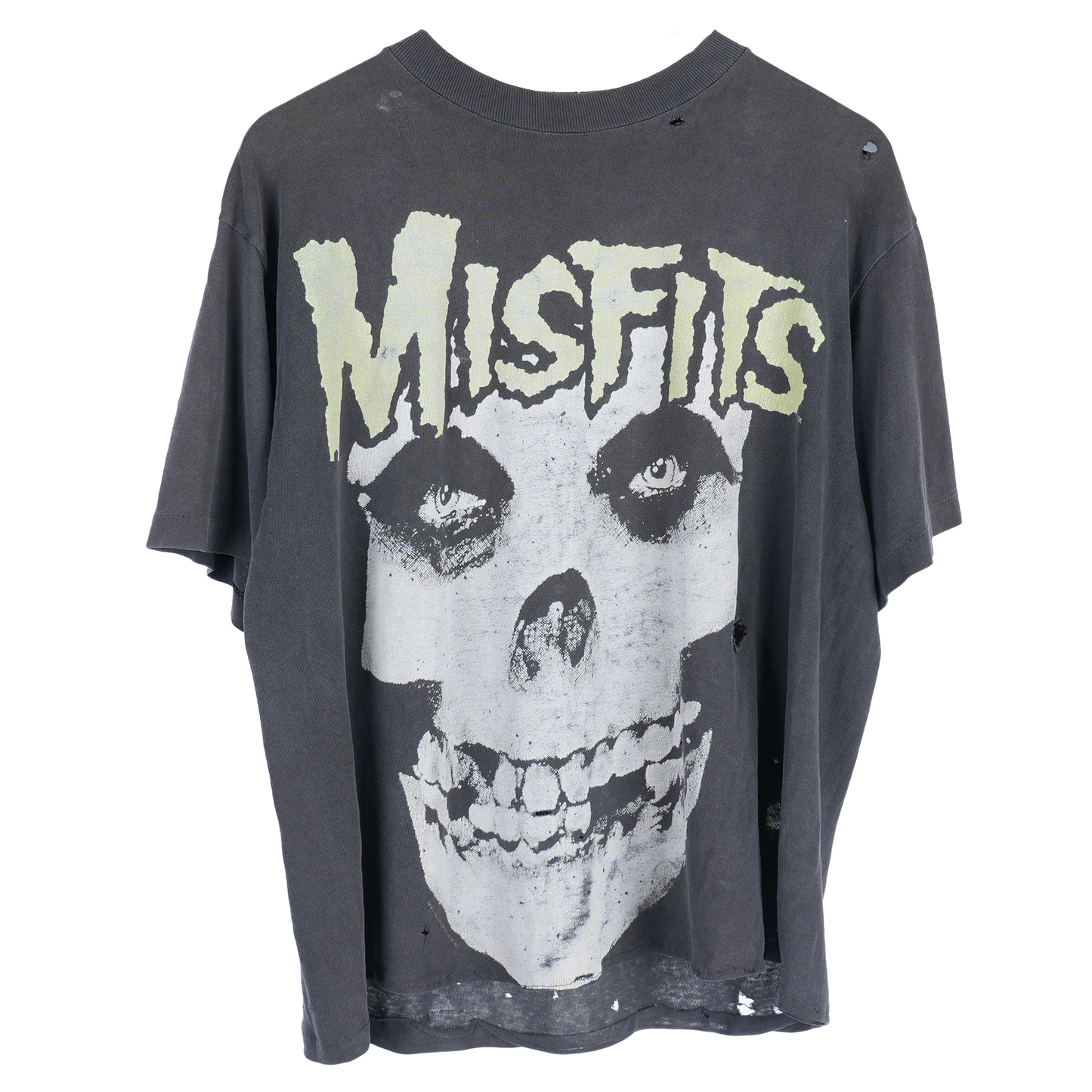 Misfits Thrashed Faded Green Skull Tee