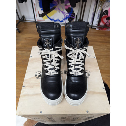 RICK OWENS X CHROME HEARTS BLACK GEOBASKETS SIZE 41