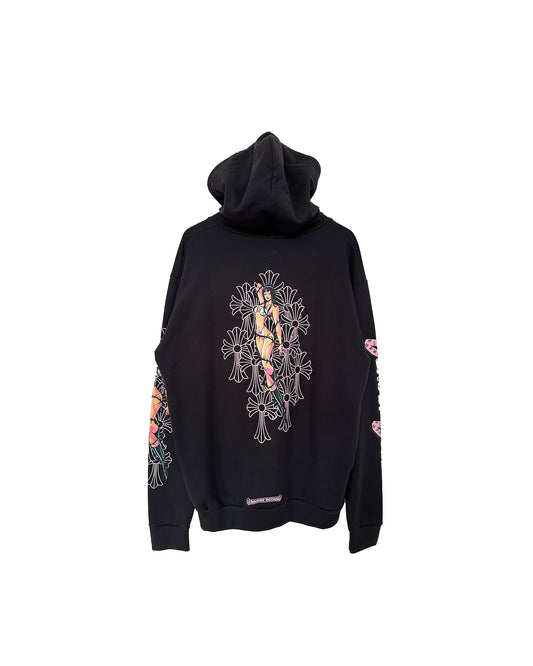 DEADLY DOLL XXL HOODIE PINK/BLACK