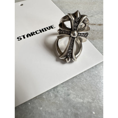 CHROME HEARTS SILVER PAVE DIAMOND INFINITY RING SIZE 8